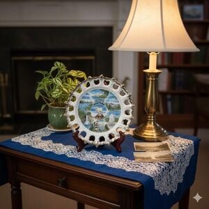 Vintage 8" Montana Decorative Plate, Gold Trim And Cutout Edging